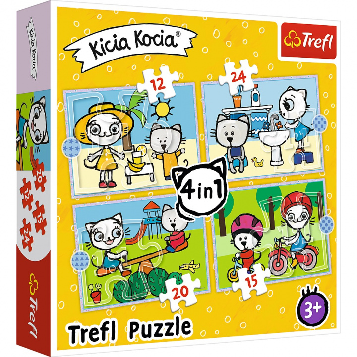 Carte Puzzle 4w1 (12,15,20,24) Dzień Kicia Kocia 34372 