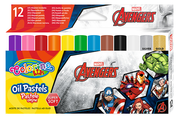 Articole de papetărie Pastele olejne trójkątne Colorino Kids Avengers 12 kolorów 