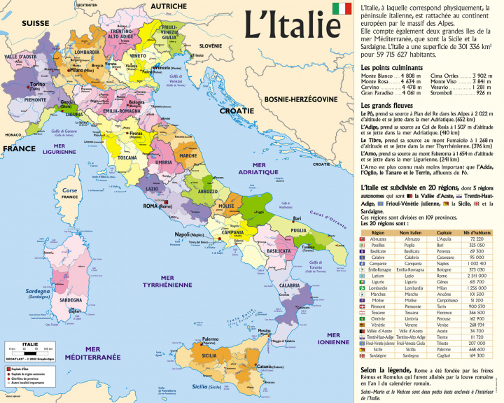 Carte L'ITALIE 