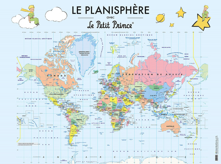 Nyomtatványok LE PLANISPHERE AVEC LE PETIT PRINCE - POSTER 