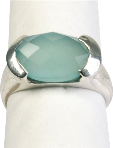 Könyv Bague argent Calcédoine bleue facettée - Taille 55 