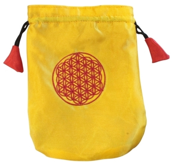 Knjiga Pochette Satinée Jaune Brodée Fleur de Vie 