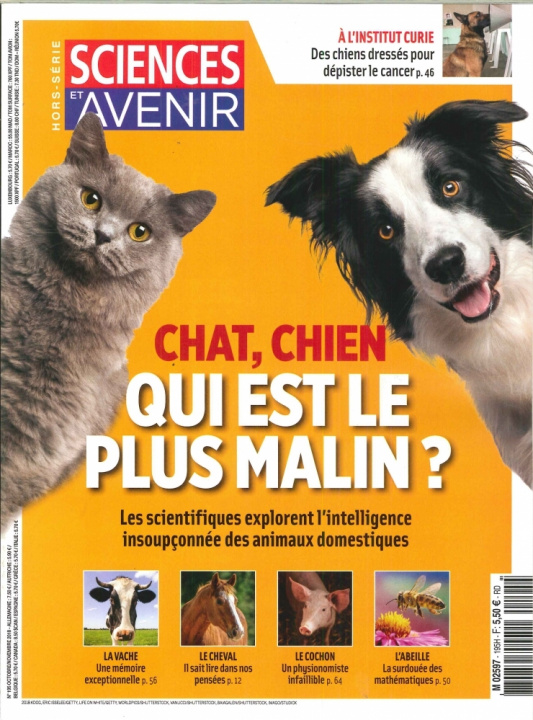 Könyv Sciences et Avenir HS N°195 Chat, chien qui est le plus malin?  - octobre/novembre 2018 