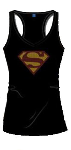 Carte Superman Débardeur Logo Strass Fem. Black S 