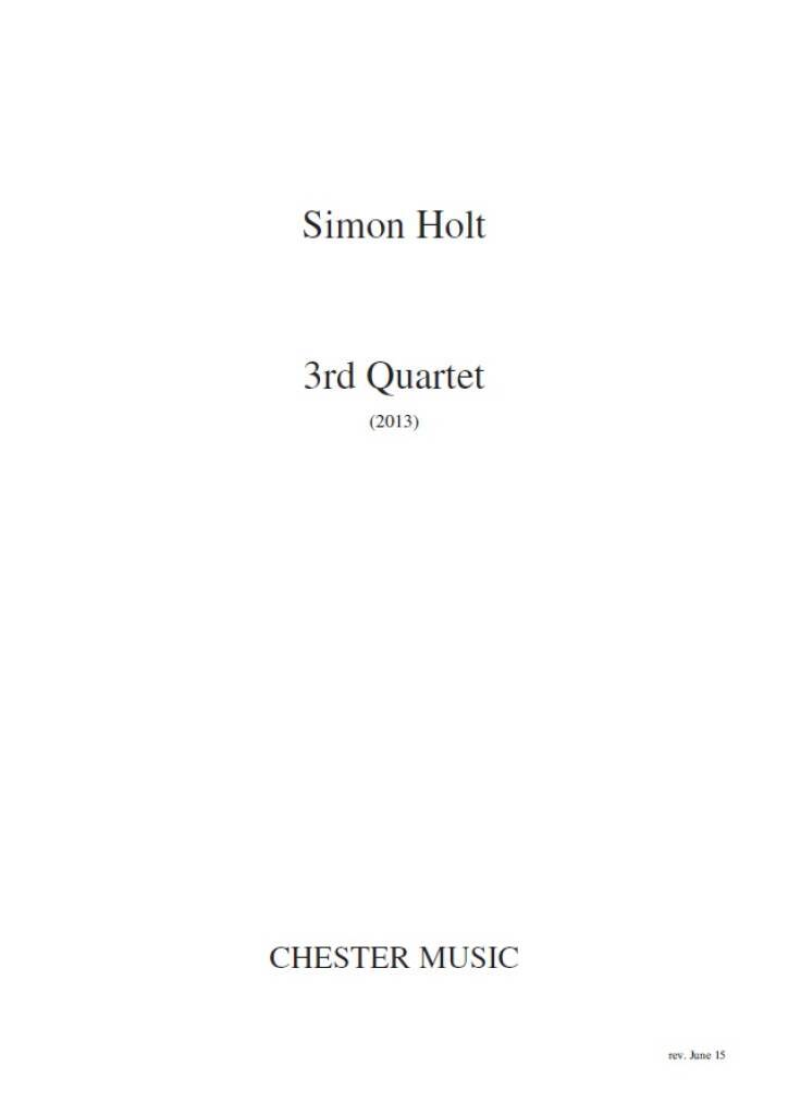 Knjiga SIMON HOLT: 3RD QUARTET (SCORE) HOLT