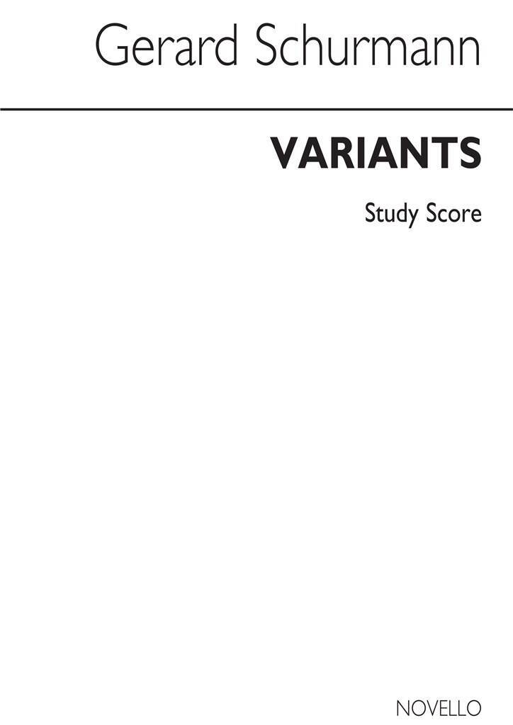 Kniha SCHURMANN: VARIANTS FOR SMALL ORCHESTRA (STUDY SCORE) POCHE SCHURMANN