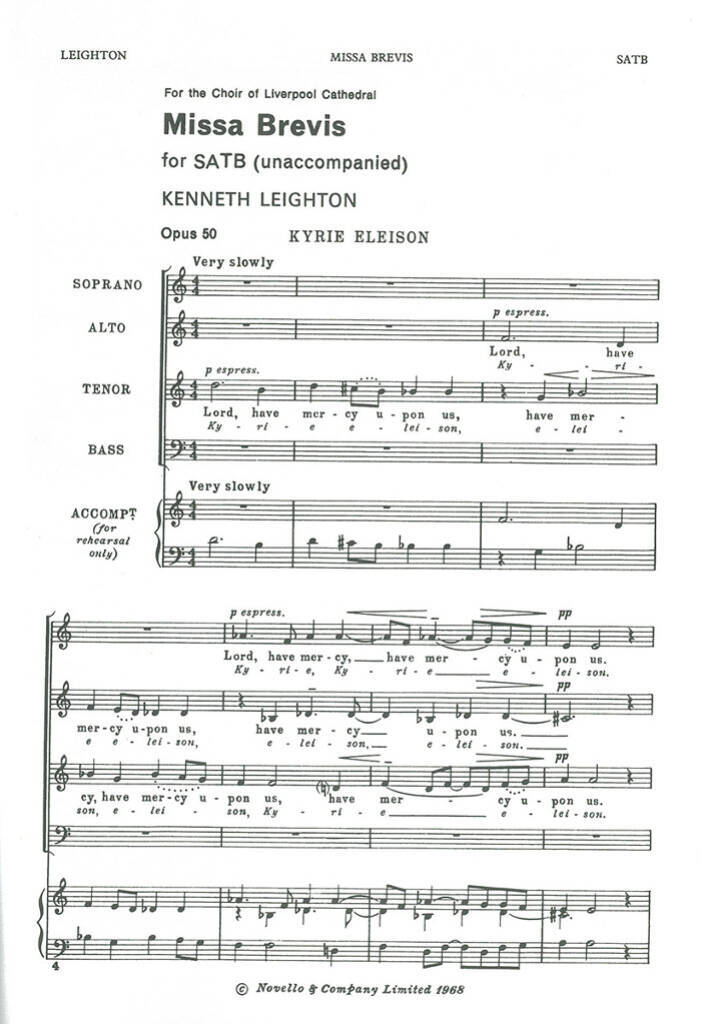 Knjiga KENNETH LEIGHTON: MISSA BREVIS (SATB) CHANT LEIGHTON