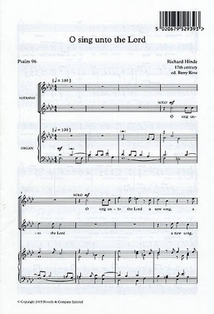 Knjiga RICHARD HINDE: O SING UNTO THE LORD CHANT ROSE