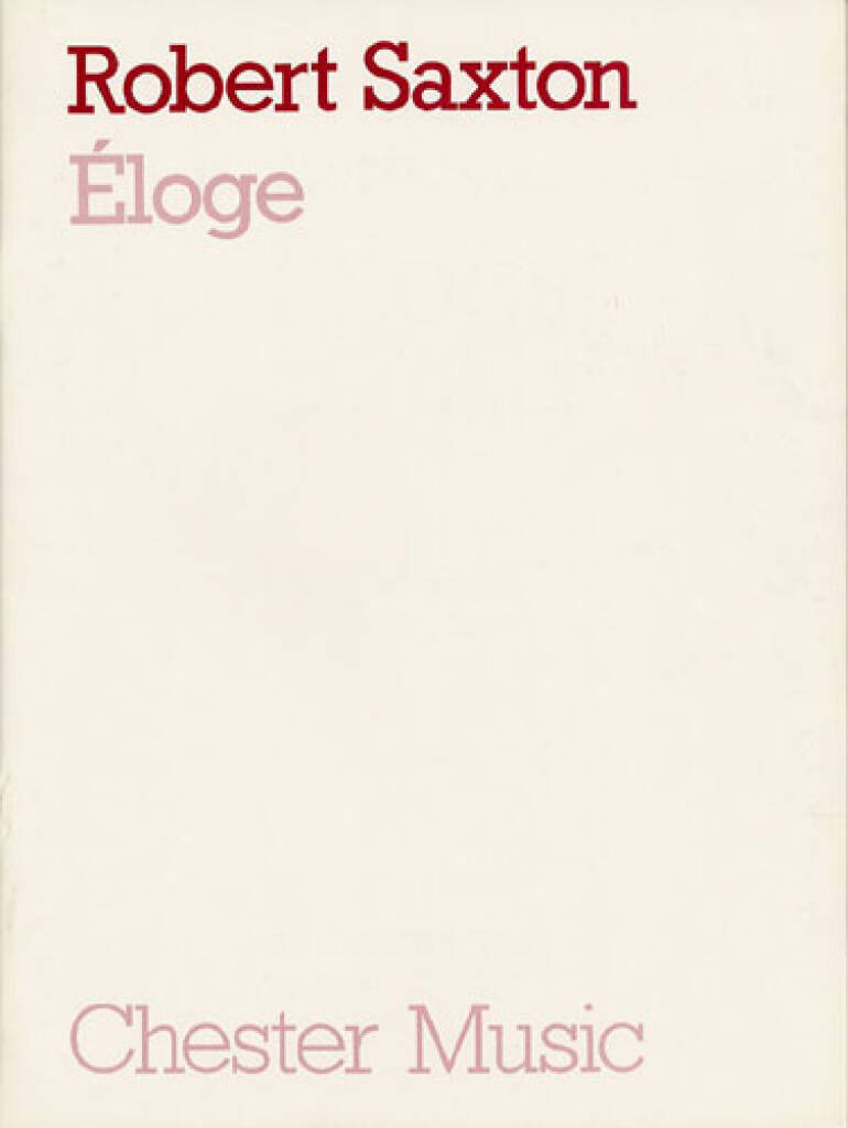 Knjiga ROBERT SAXTON: ELOGE (FULL SCORE) SAXTON