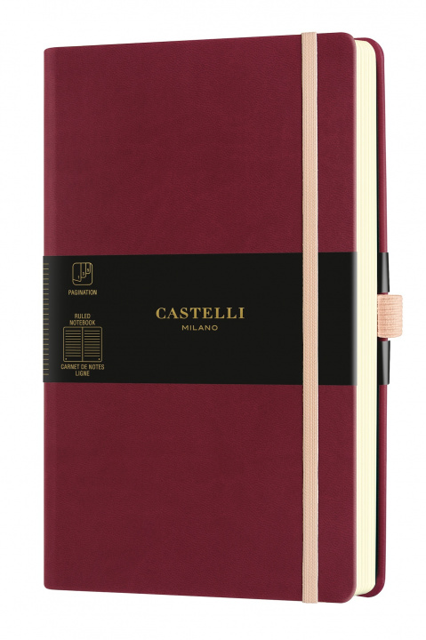 Kniha CARNET AQUARELA GRAND FORMAT LIGNE BLACK CHERRY CASTELLI
