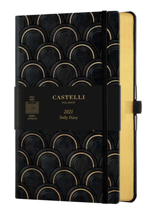 Kniha Agenda 2021 journalier grand format C&G Art Déco Gold CASTELLI
