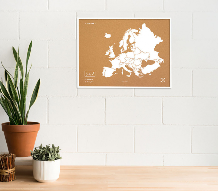 Kniha WOODY MAP L - EUROPE CADRE BLANC 63 CM X 48 CM 