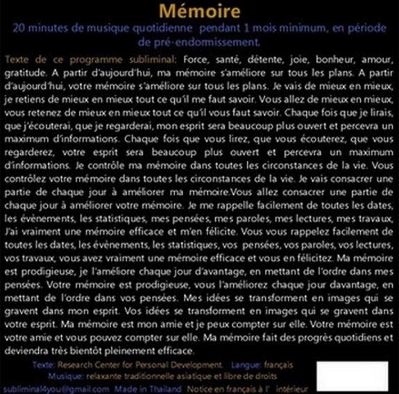 Zvok Programme Subliminal Audio - Mémoire 