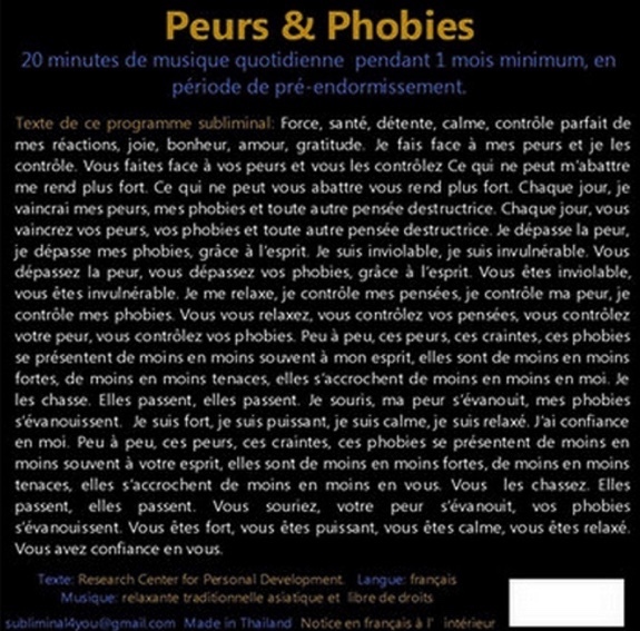 Zvok Programme Subliminal Audio - Peurs & Phobies 