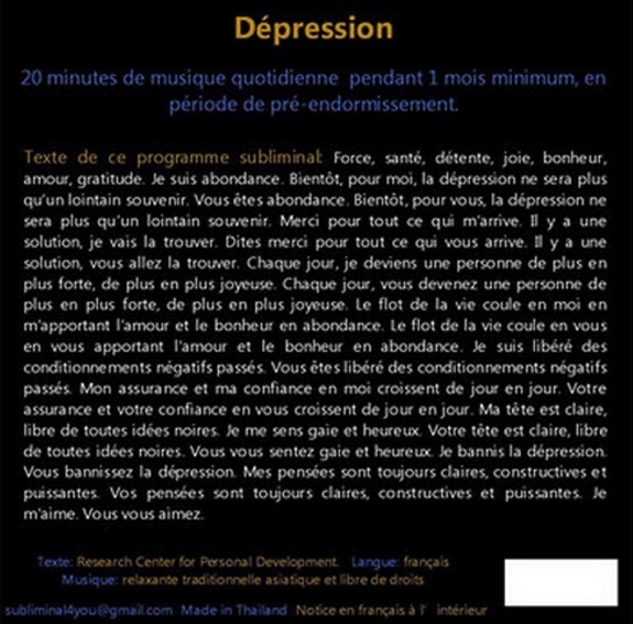 Zvok Programme Subliminal Audio - Dépression 