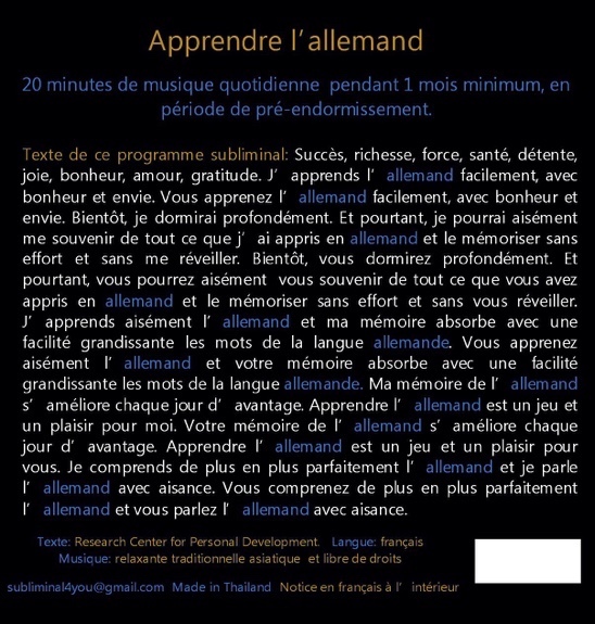 Zvok Programme Subliminal Audio - Apprendre l'allemand 