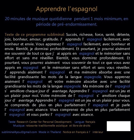Zvok Programme Subliminal Audio - Apprendre l'espagnol 