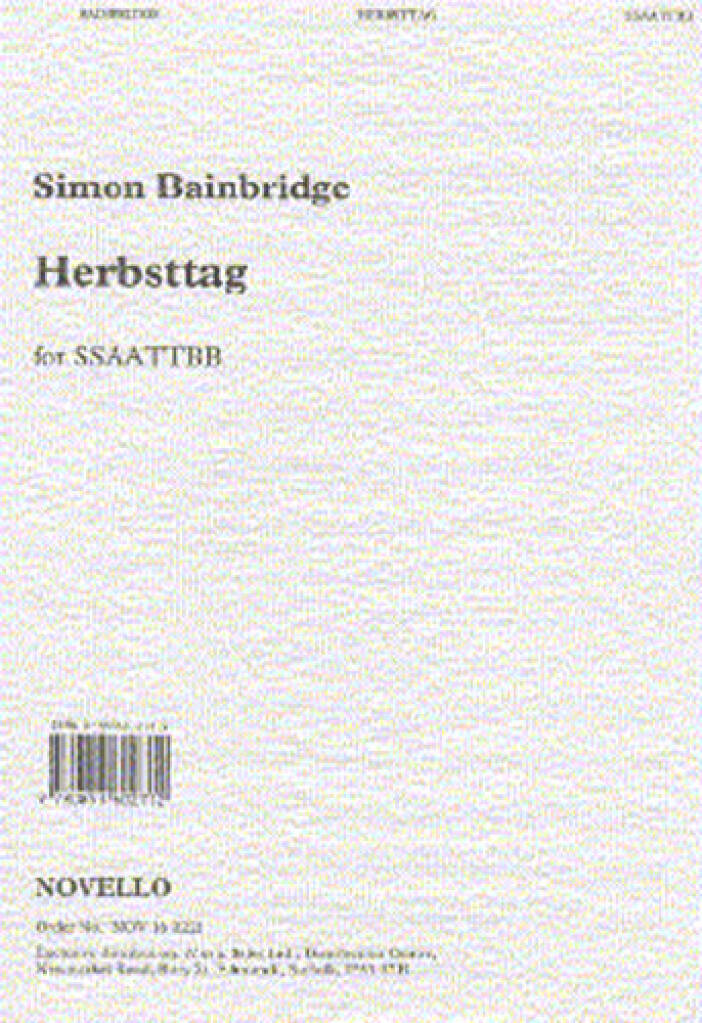 Kniha SIMON BAINBRIDGE: HERBSTTAG CHANT BAINBRIDGE