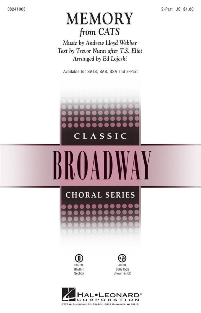 Carte MEMORY CHANT ANDREW LLOYD WEBBER