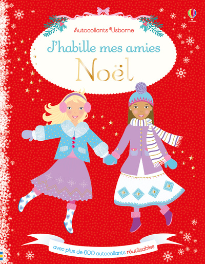 Kniha J'habille mes amies - Noël - Autocollants Usborne Catriona Clarke