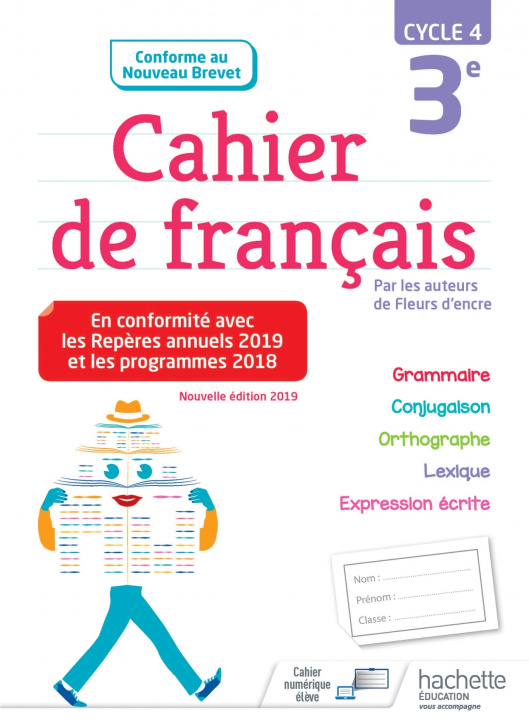 Carte Cahier de français cycle 4 / 3e - éd. 2019 