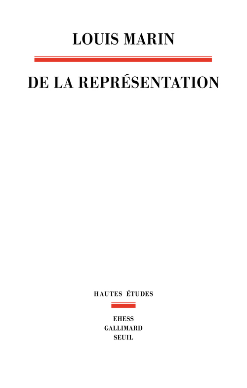 Book De la représentation Louis Marin
