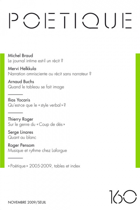 Book Poétique,  n°160, tome 60 