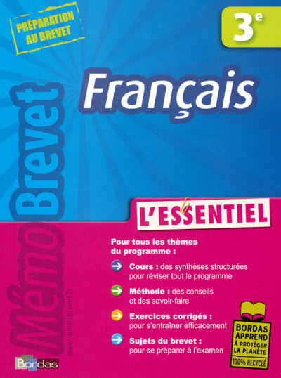 Knjiga MEMOBREVET L'ESSENTIEL FRANCAIS 3E 2008 Jeanine Borrel