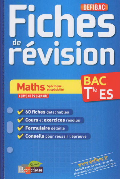 Книга DEFIBAC FICHES REVISION MATHS TERMINALE ES Fabien Aoustin