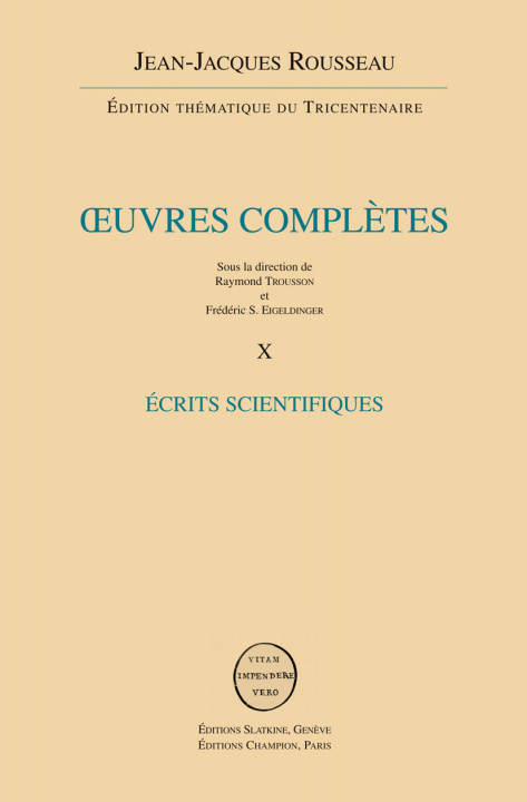 Carte ECRITS SCIENTIFIQUES ROUSSEAU JEAN-JACQUE