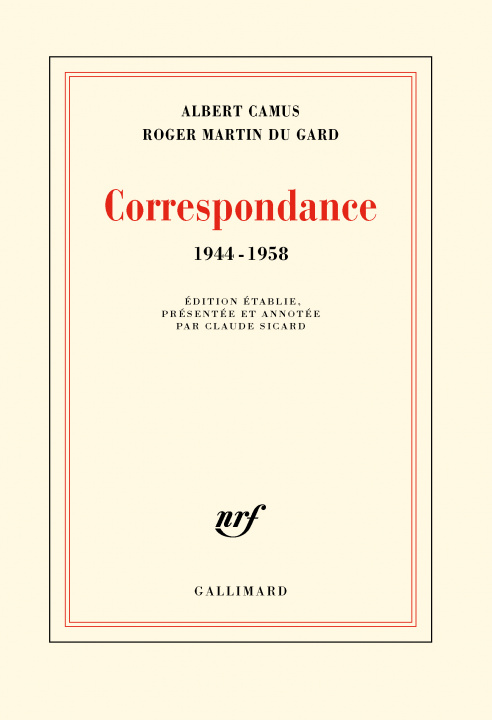 Livro Correspondance 1944-1958 Martin du Gard