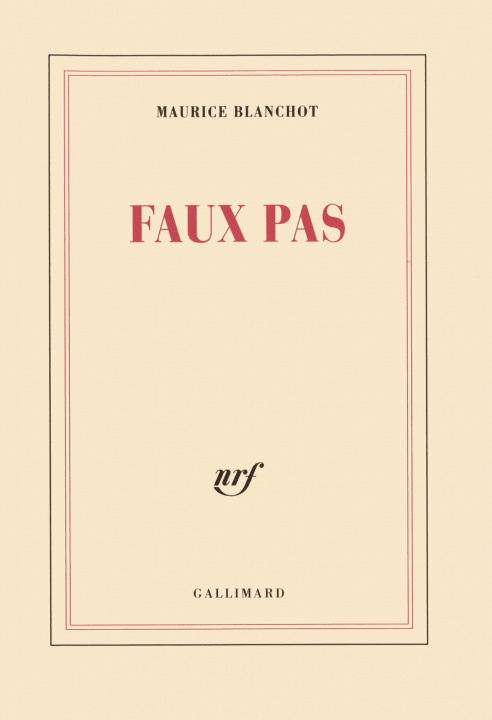 Knjiga Faux pas BLANCHOT