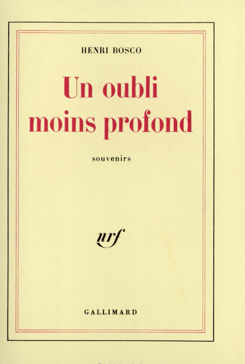 Carte Un oubli moins profond Bosco