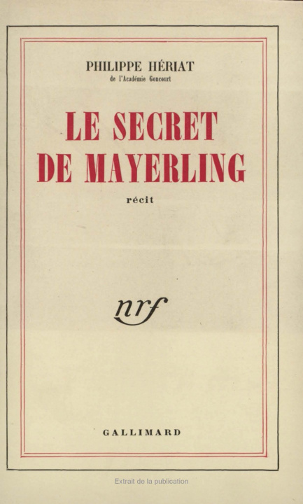 Knjiga Le Secret de Mayerling Hériat