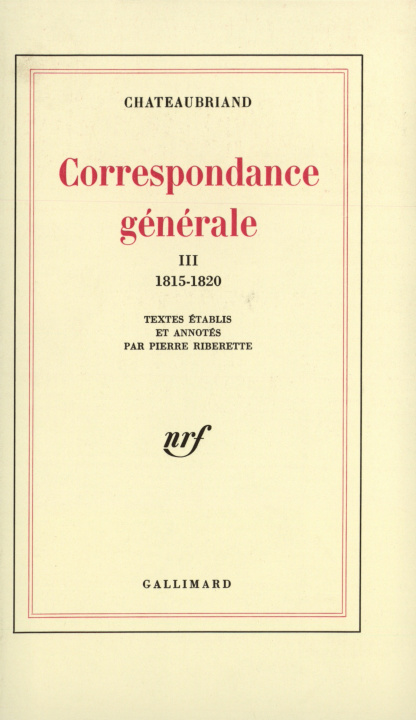 Knjiga Correspondance générale Chateaubriand