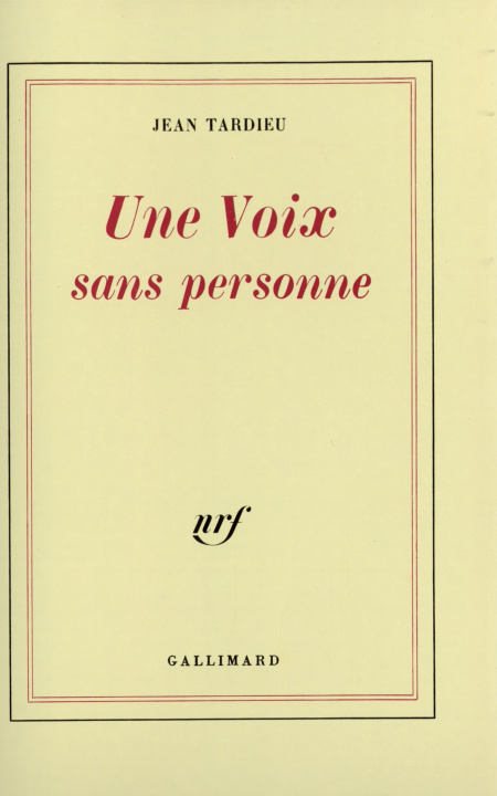 Livro Une Voix sans personne Tardieu