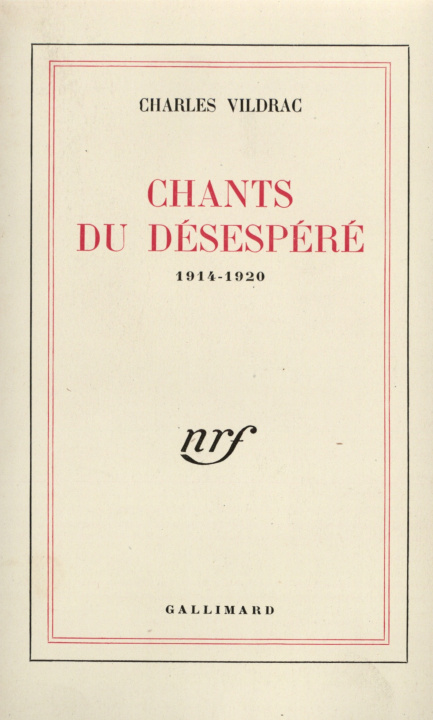 Buch Chants du désespéré Vildrac