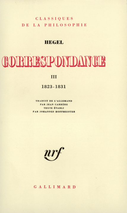 Buch Correspondance Hegel