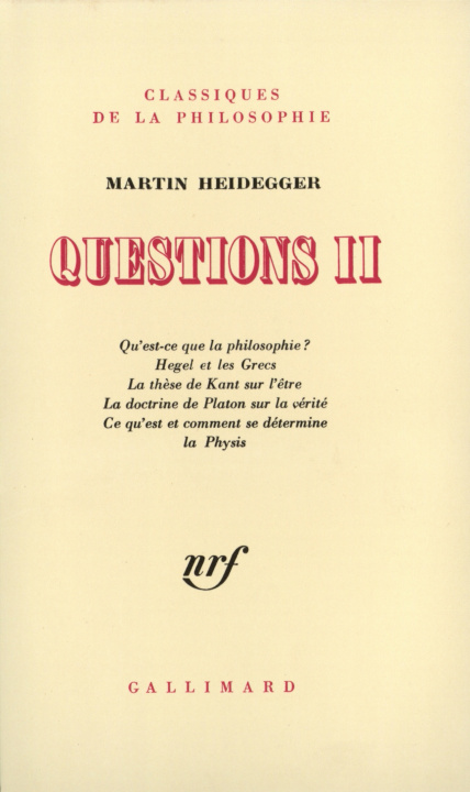 Kniha Questions Heidegger