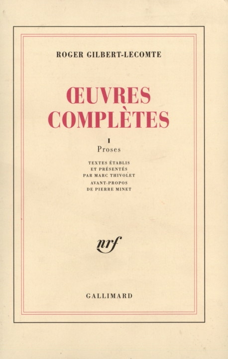 Book Œuvres complètes Gilbert-Lecomte