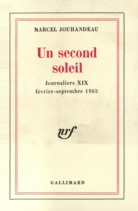 Book Un second soleil Jouhandeau
