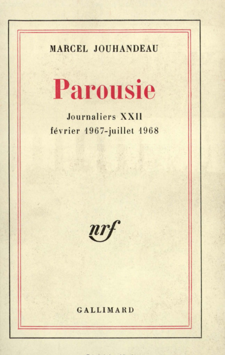 Knjiga Parousie Jouhandeau