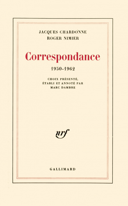 Kniha Correspondance 1950-62 Chardonne
