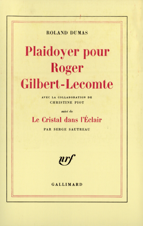 Knjiga Plaidoyer pour Roger Gilbert-Lecomte Dumas