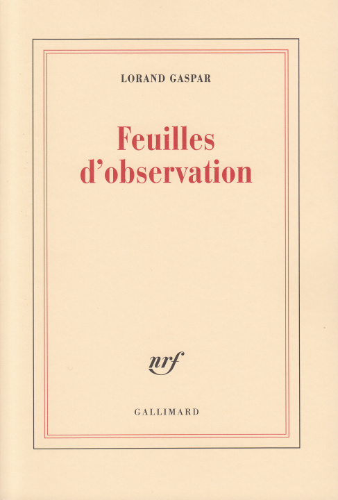 Knjiga Feuilles d'observation Gaspar