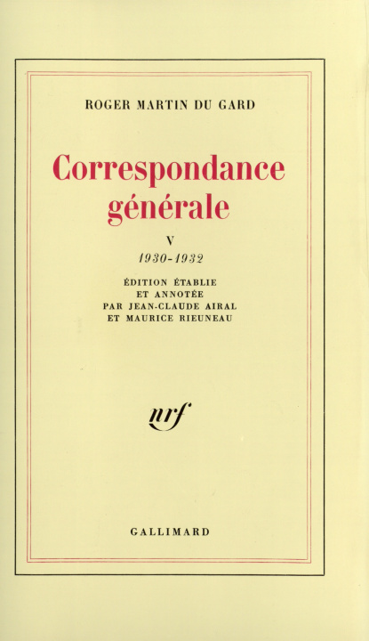 Knjiga Correspondance générale Martin du Gard
