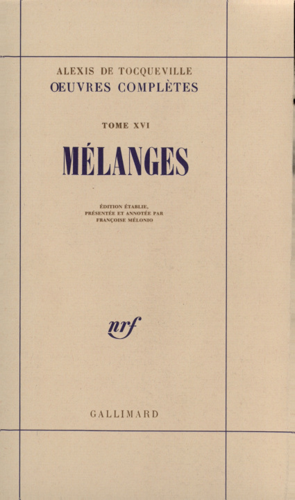 Kniha Mélanges Tocqueville
