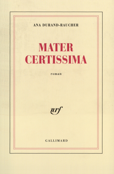 Libro Mater certissima Durand-Raucher
