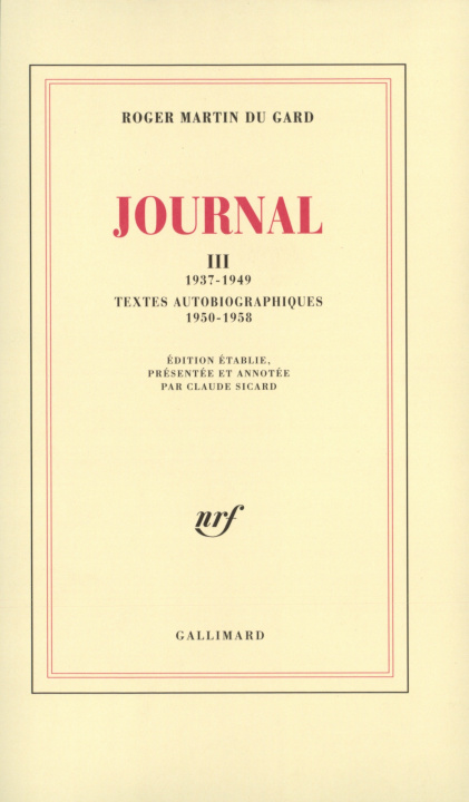 Könyv Journal Martin du Gard