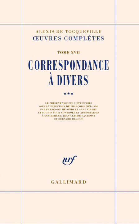 Kniha Correspondance à divers Tocqueville